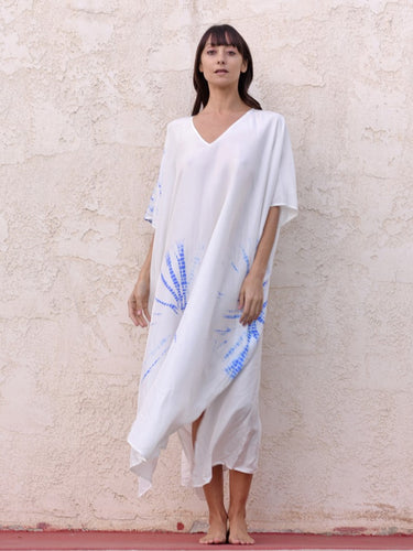 Jodhpur Sun Shibori Kaftan White